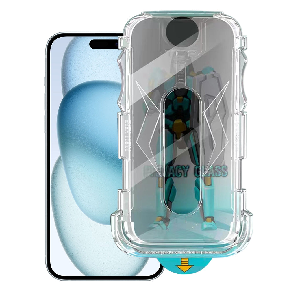 ELECTROPRIME For iPhone 15 Plus Easy Install 28 Degree Privacy Armor Tempered Glass Film