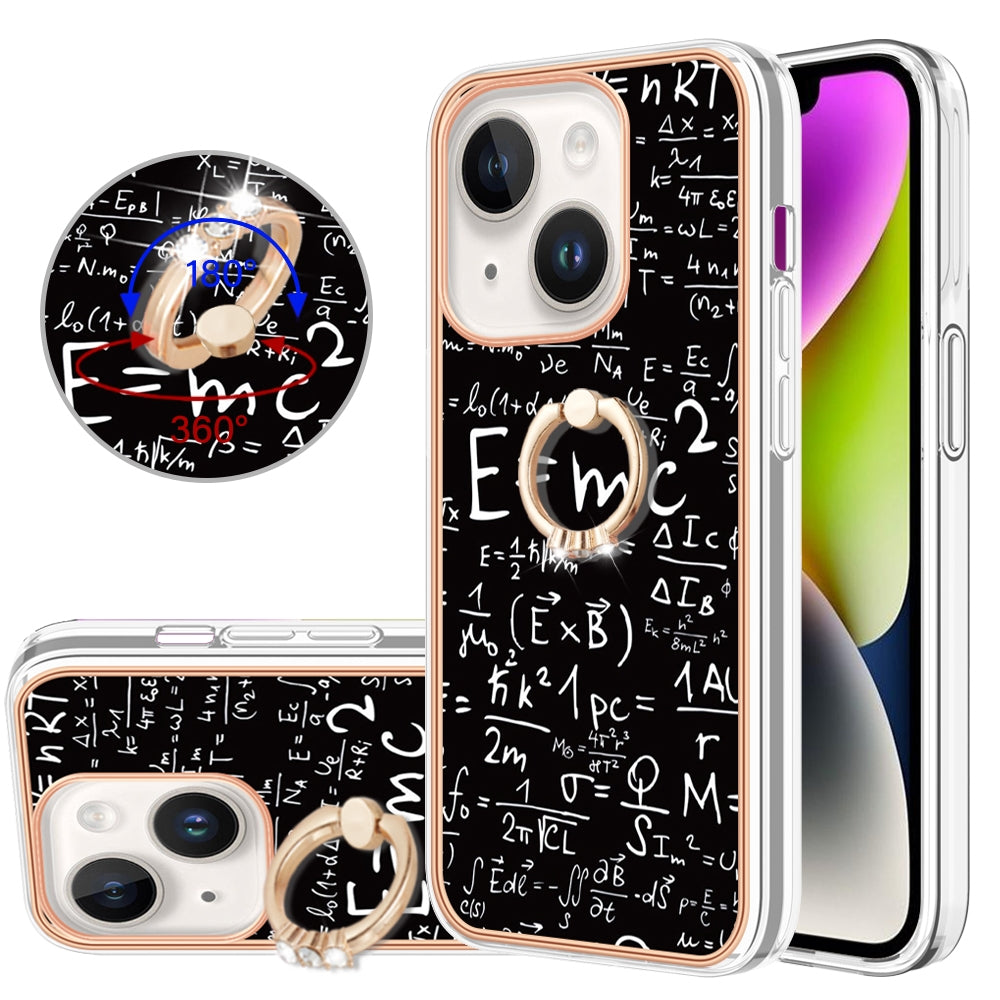 ELECTROPRIME For iPhone 15 Electroplating Dual-side IMD Phone Case with Ring Holder(Equation)