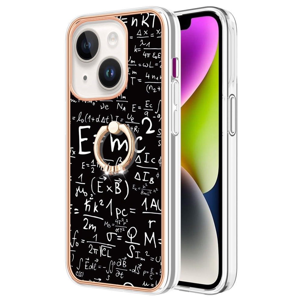 ELECTROPRIME For iPhone 15 Electroplating Dual-side IMD Phone Case with Ring Holder(Equation)