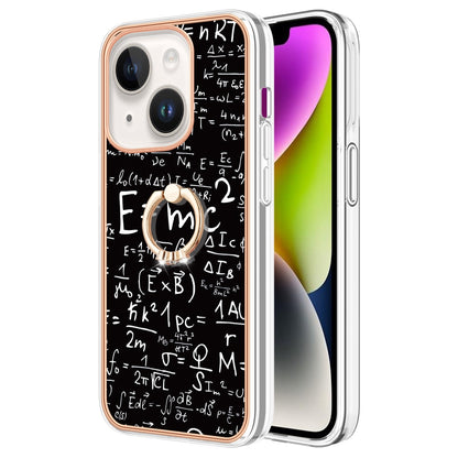 ELECTROPRIME For iPhone 15 Electroplating Dual-side IMD Phone Case with Ring Holder(Equation)
