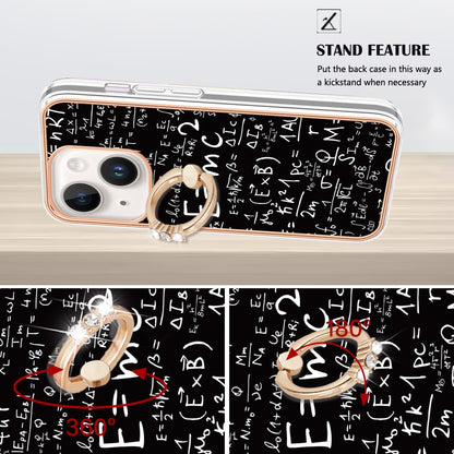 ELECTROPRIME For iPhone 15 Electroplating Dual-side IMD Phone Case with Ring Holder(Equation)