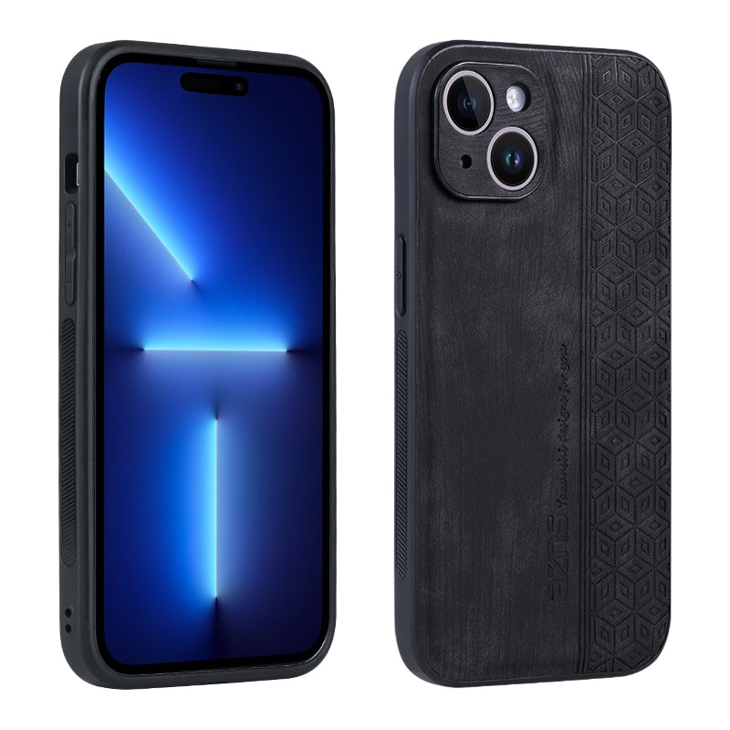 ELECTROPRIME For iPhone 15 AZNS 3D Embossed Skin Feel Phone Case(Black)