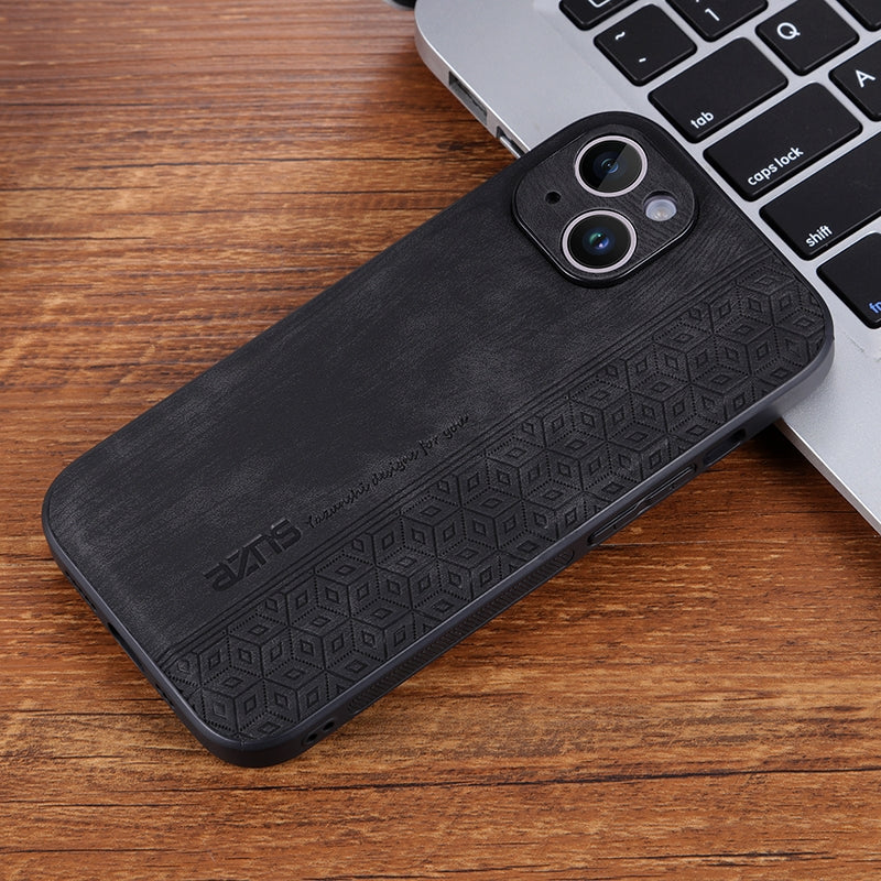ELECTROPRIME For iPhone 15 AZNS 3D Embossed Skin Feel Phone Case(Black)