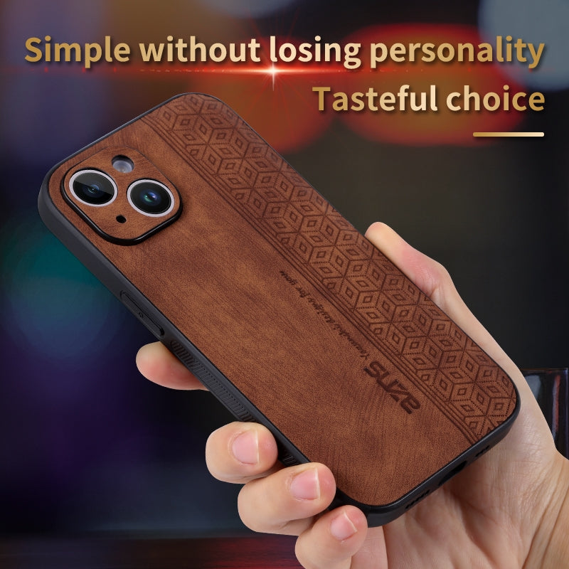 ELECTROPRIME For iPhone 15 AZNS 3D Embossed Skin Feel Phone Case(Black)