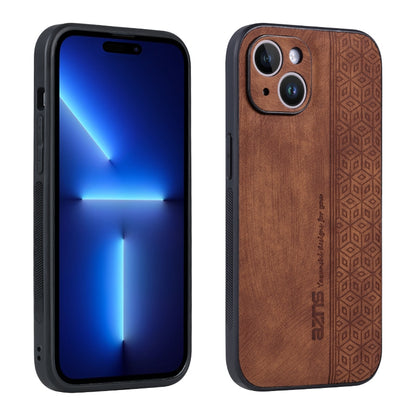 ELECTROPRIME For iPhone 15 AZNS 3D Embossed Skin Feel Phone Case(Brown)