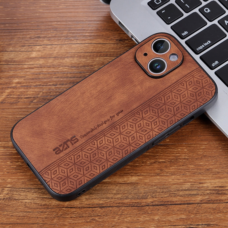 ELECTROPRIME For iPhone 15 AZNS 3D Embossed Skin Feel Phone Case(Brown)