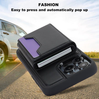 ELECTROPRIME For iPhone 15 RFID Anti-theft Detachable Card Bag Leather Phone Case(Black)