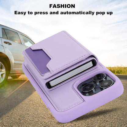 ELECTROPRIME For iPhone 15 RFID Anti-theft Detachable Card Bag Leather Phone Case(Purple)