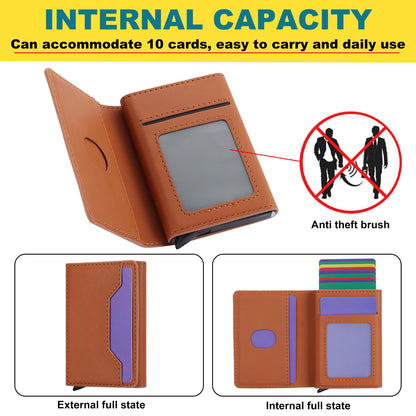 ELECTROPRIME For iPhone 15 RFID Anti-theft Detachable Card Bag Leather Phone Case(Brown)