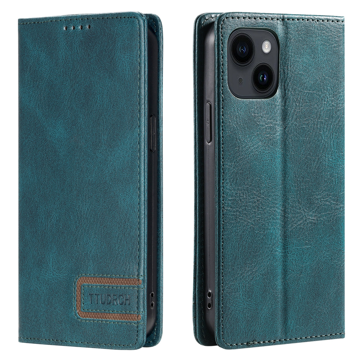 ELECTROPRIME For iPhone 15 TTUDRCH RFID Retro Texture Magnetic Leather Phone Case(Greem)