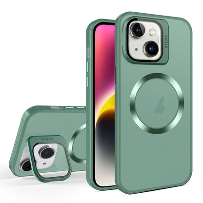ELECTROPRIME For iPhone 15 Skin Feel CD Texture MagSafe Lens Holder Phone Case(Green)