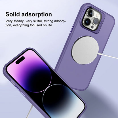 ELECTROPRIME For iPhone 15 Skin Feel CD Texture MagSafe Lens Holder Phone Case(Matte White)