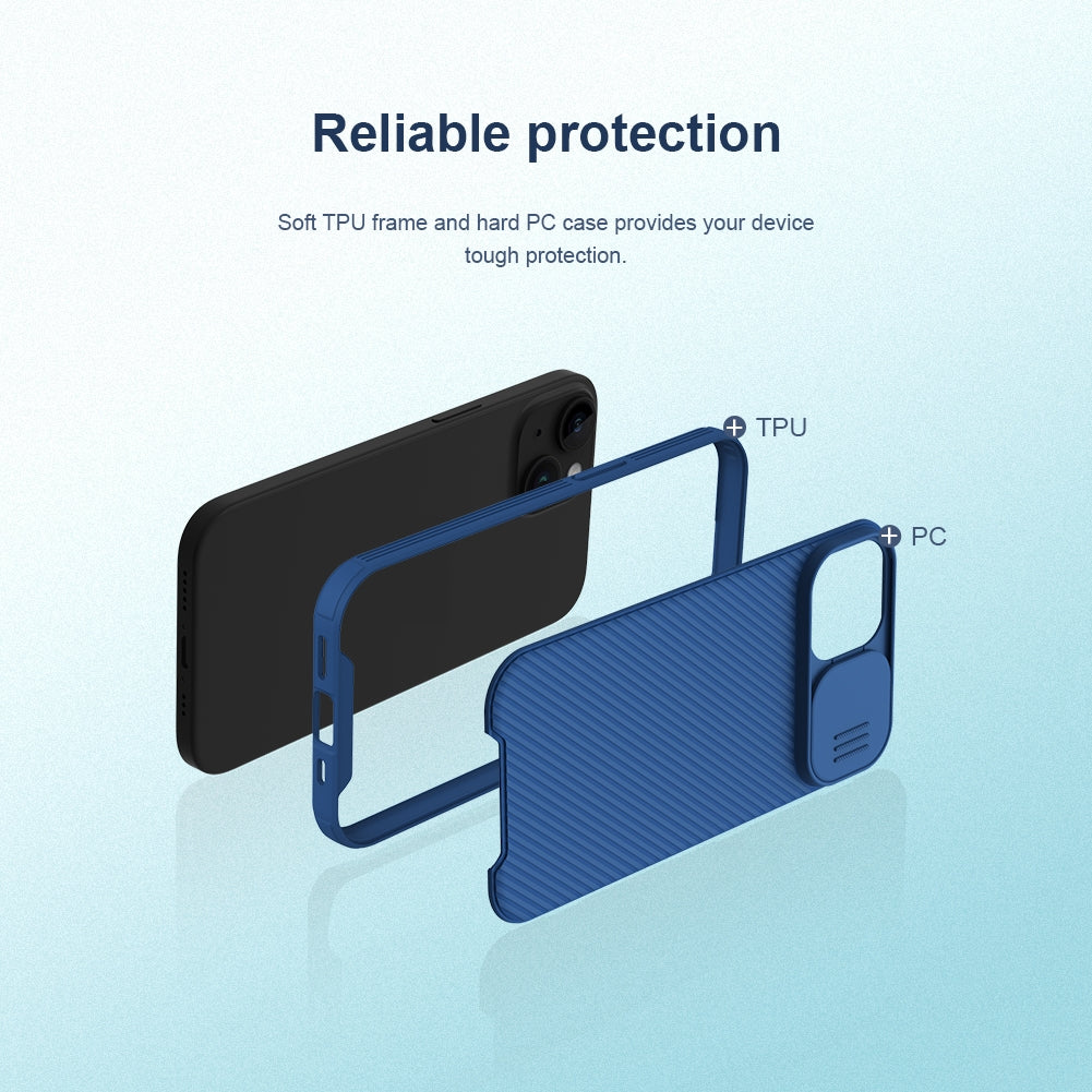 ELECTROPRIME For iPhone 15 Plus NILLKIN CamShield Pro PC Phone Case(Blue)