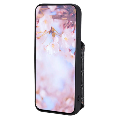 ELECTROPRIME For iPhone 15 Plus Grid Texture Card Bag Phone Case with Lanyard(Black)