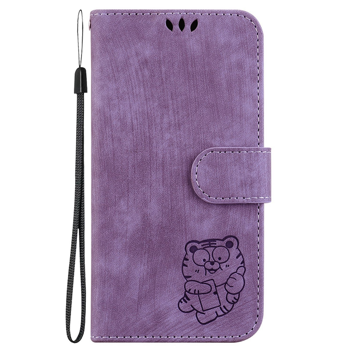 ELECTROPRIME For iPhone 15 Little Tiger Embossed Leather Phone Case(Purple)