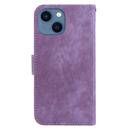 ELECTROPRIME For iPhone 15 Little Tiger Embossed Leather Phone Case(Purple)