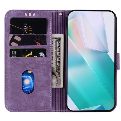 ELECTROPRIME For iPhone 15 Little Tiger Embossed Leather Phone Case(Purple)