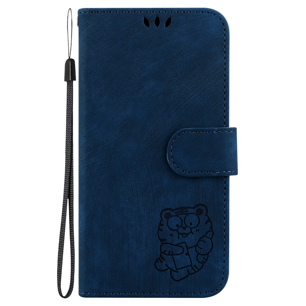 ELECTROPRIME For iPhone 15 Little Tiger Embossed Leather Phone Case(Dark Blue)
