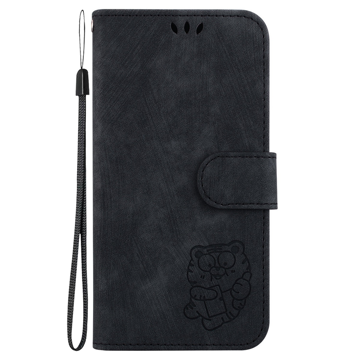 ELECTROPRIME For iPhone 15 Little Tiger Embossed Leather Phone Case(Black)