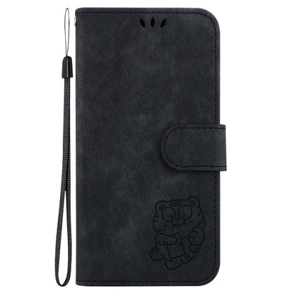 ELECTROPRIME For iPhone 15 Little Tiger Embossed Leather Phone Case(Black)