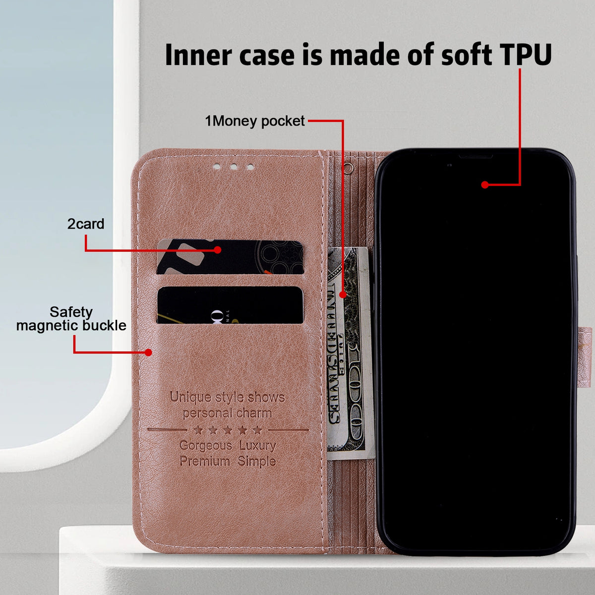 ELECTROPRIME For iPhone 15 Plus Skin Feeling Oil Leather Texture PU + TPU Phone Case(Champagne)