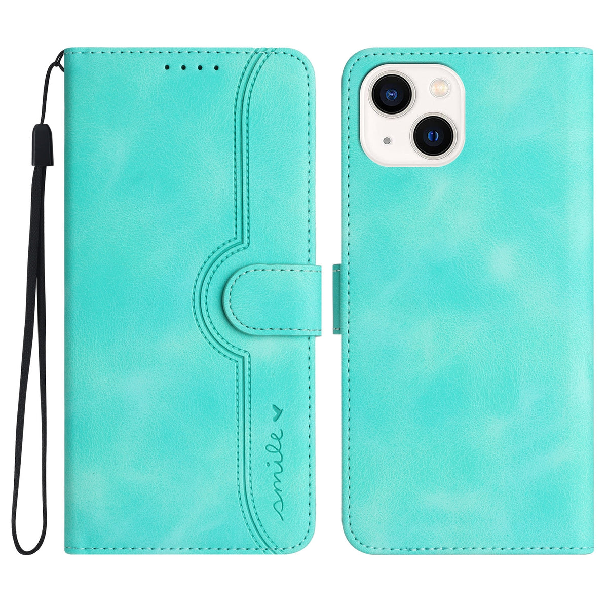 ELECTROPRIME For iPhone 15 Plus Heart Pattern Skin Feel Leather Phone Case(Light Blue)