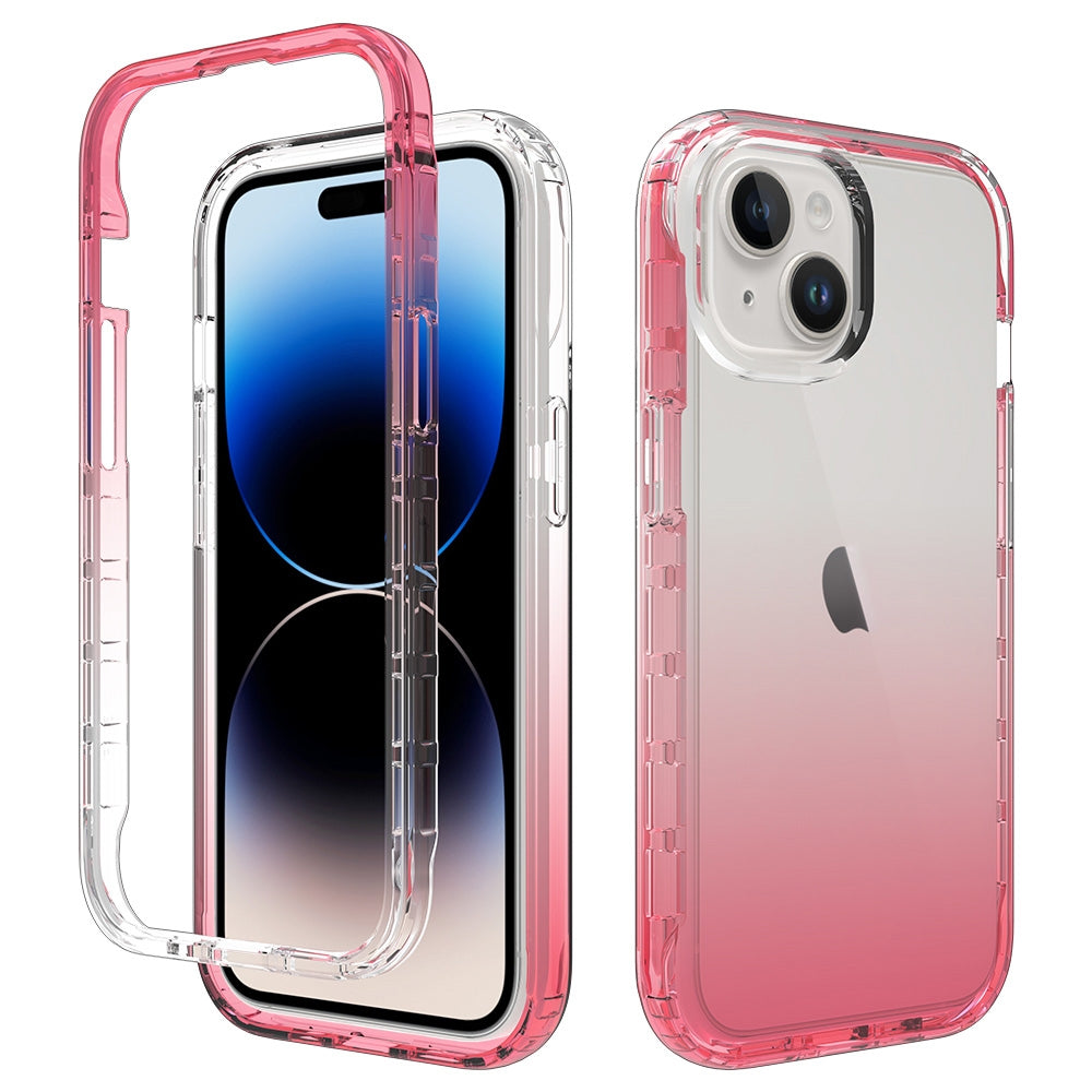 ELECTROPRIME For iPhone 15 Shockproof Clear Gradient PC + TPU Phone Case(Red)