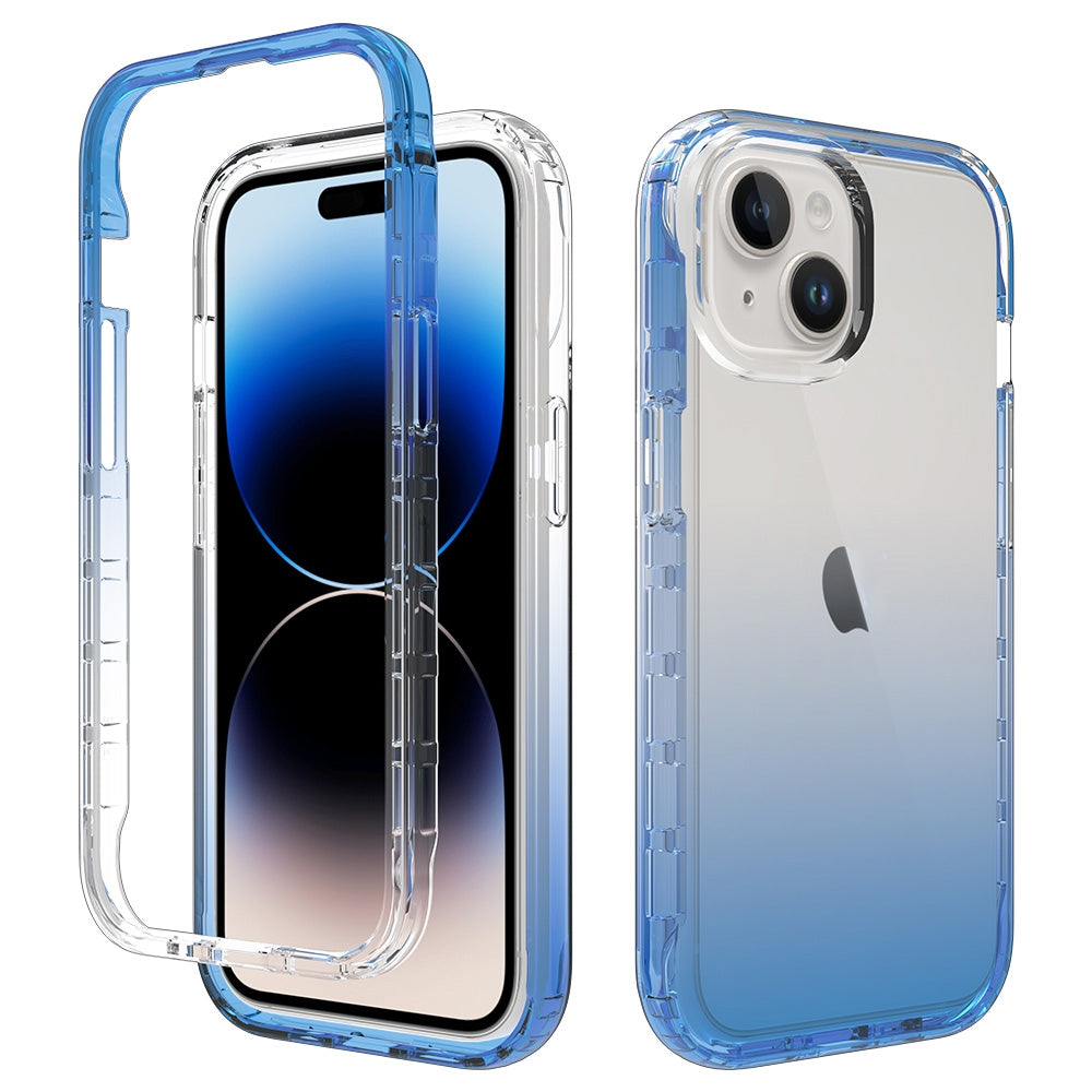 ELECTROPRIME For iPhone 15 Shockproof Clear Gradient PC + TPU Phone Case(Blue)