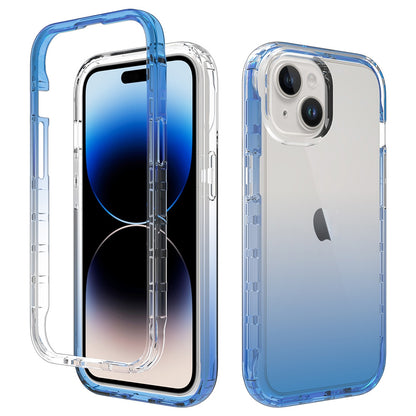 ELECTROPRIME For iPhone 15 Shockproof Clear Gradient PC + TPU Phone Case(Blue)