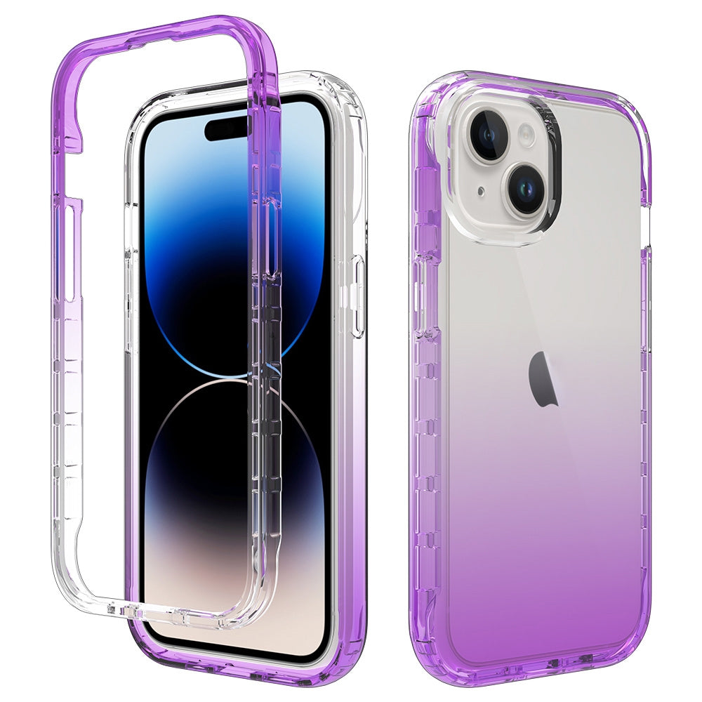 ELECTROPRIME For iPhone 15 Shockproof Clear Gradient PC + TPU Phone Case(Purple)