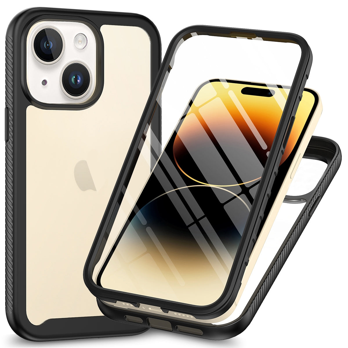ELECTROPRIME For iPhone 15 Starry Sky Solid Color Series PC + TPU Phone Case with PET Film(Black)