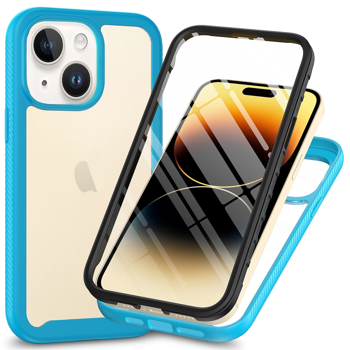 ELECTROPRIME For iPhone 15 Starry Sky Solid Color Series PC + TPU Phone Case with PET Film(Sky Blue)
