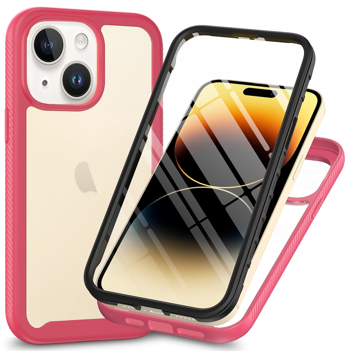 ELECTROPRIME For iPhone 15 Starry Sky Solid Color Series PC + TPU Phone Case with PET Film(Pink)