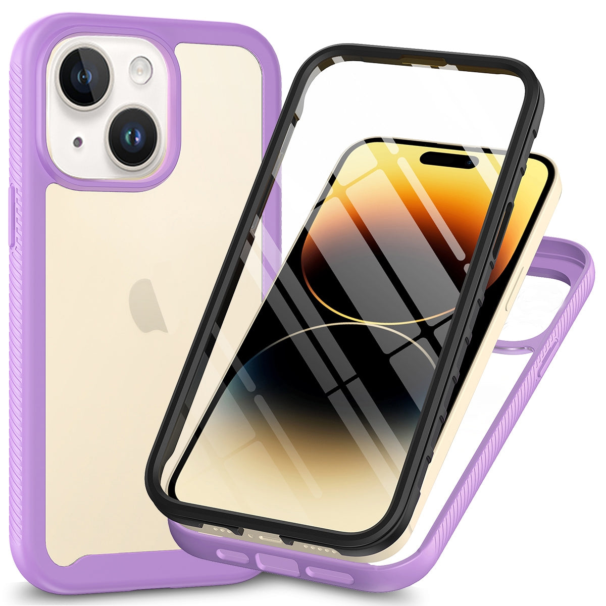 ELECTROPRIME For iPhone 15 Starry Sky Solid Color Series PC + TPU Phone Case with PET Film(Purple)