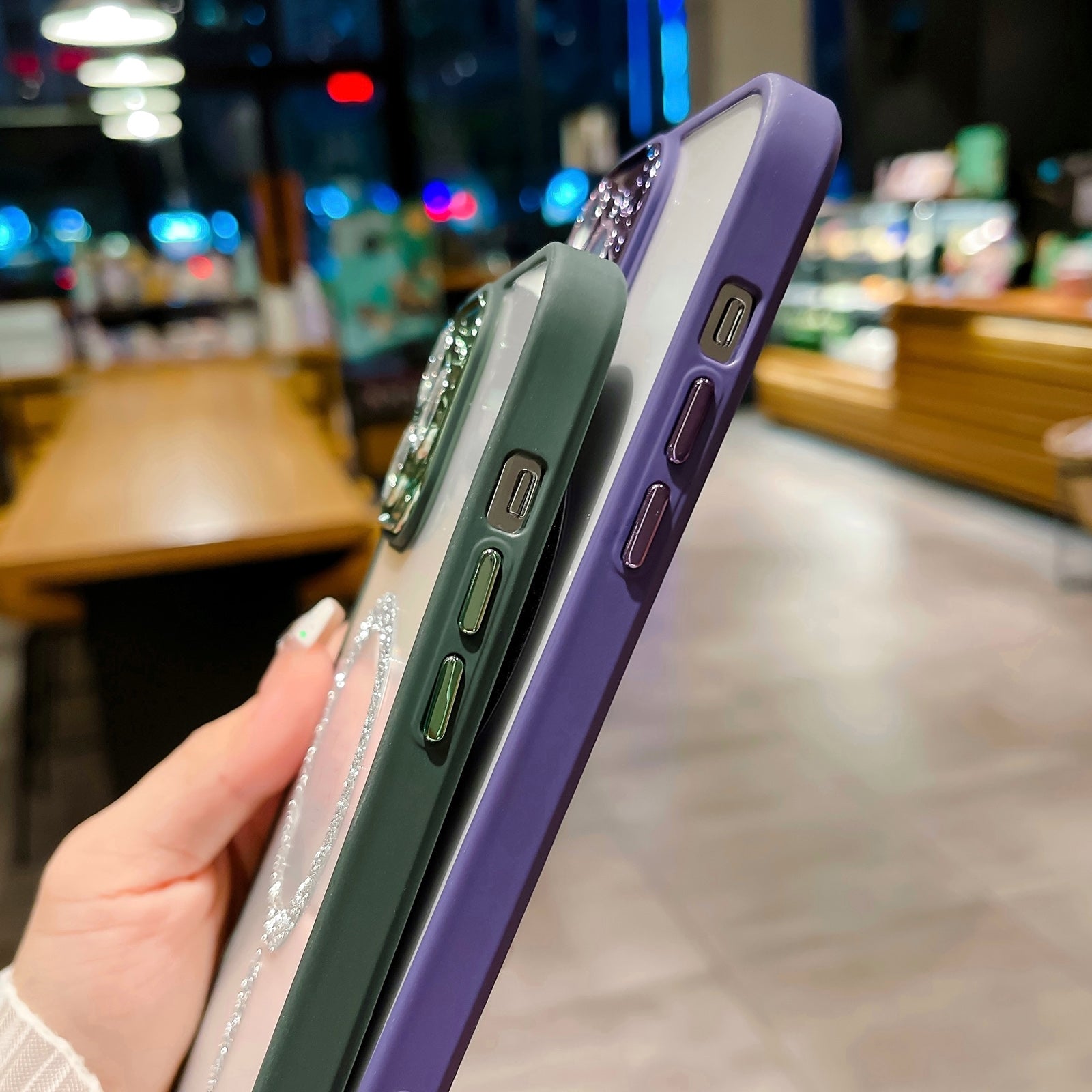 ELECTROPRIME For iPhone 15 MagSafe Gradient Color Glitter TPU + Acrylic Phone Case with Lens Film(Purple)