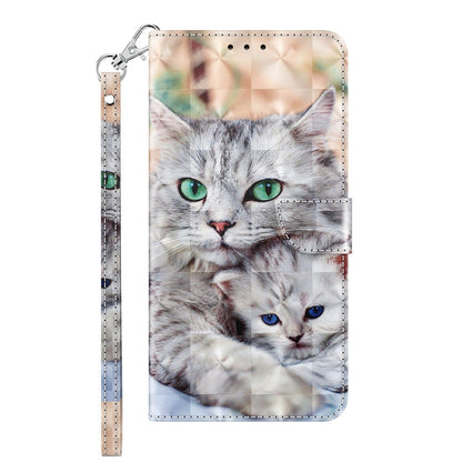 ELECTROPRIME For iPhone 15 3D Painted Leather Phone Case(Two Loving Cats)
