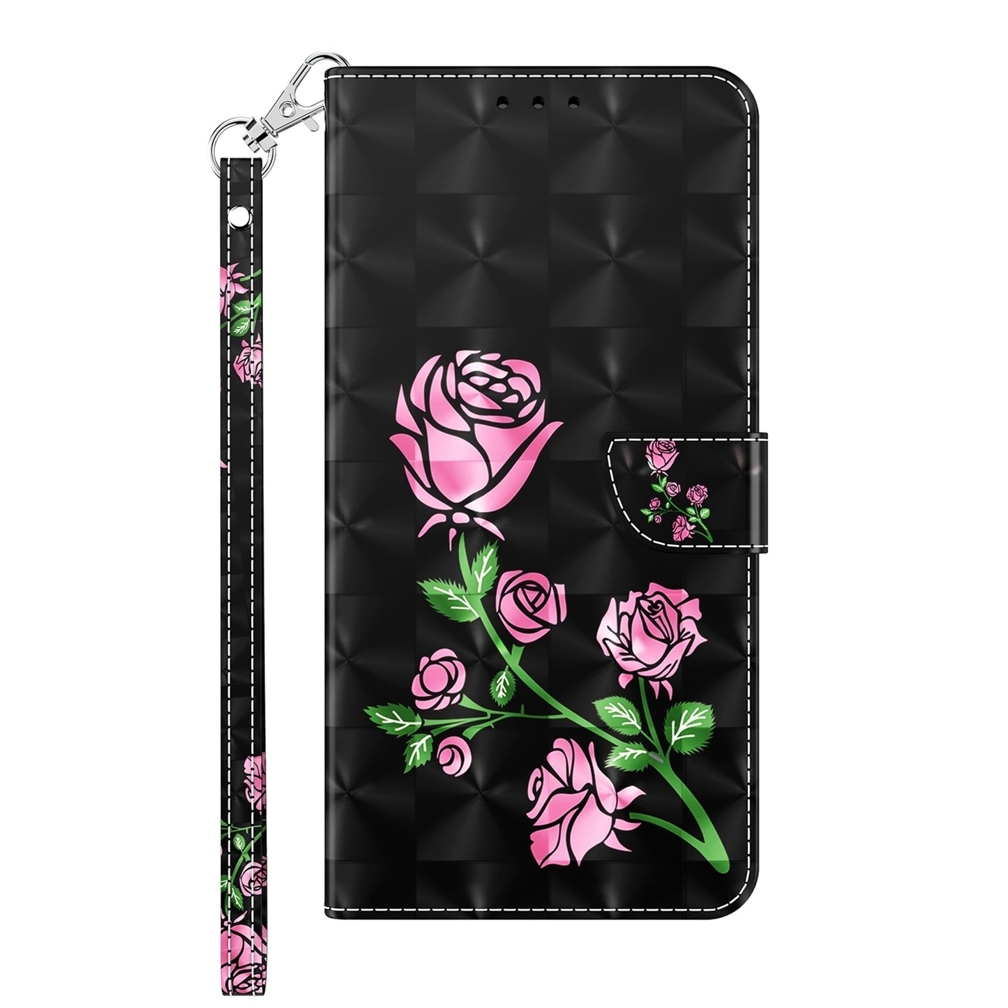 ELECTROPRIME For iPhone 15 3D Painted Leather Phone Case(Rose)