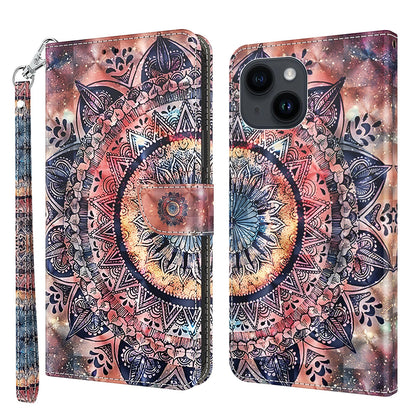 ELECTROPRIME For iPhone 15 3D Painted Leather Phone Case(Colorful Mandala)