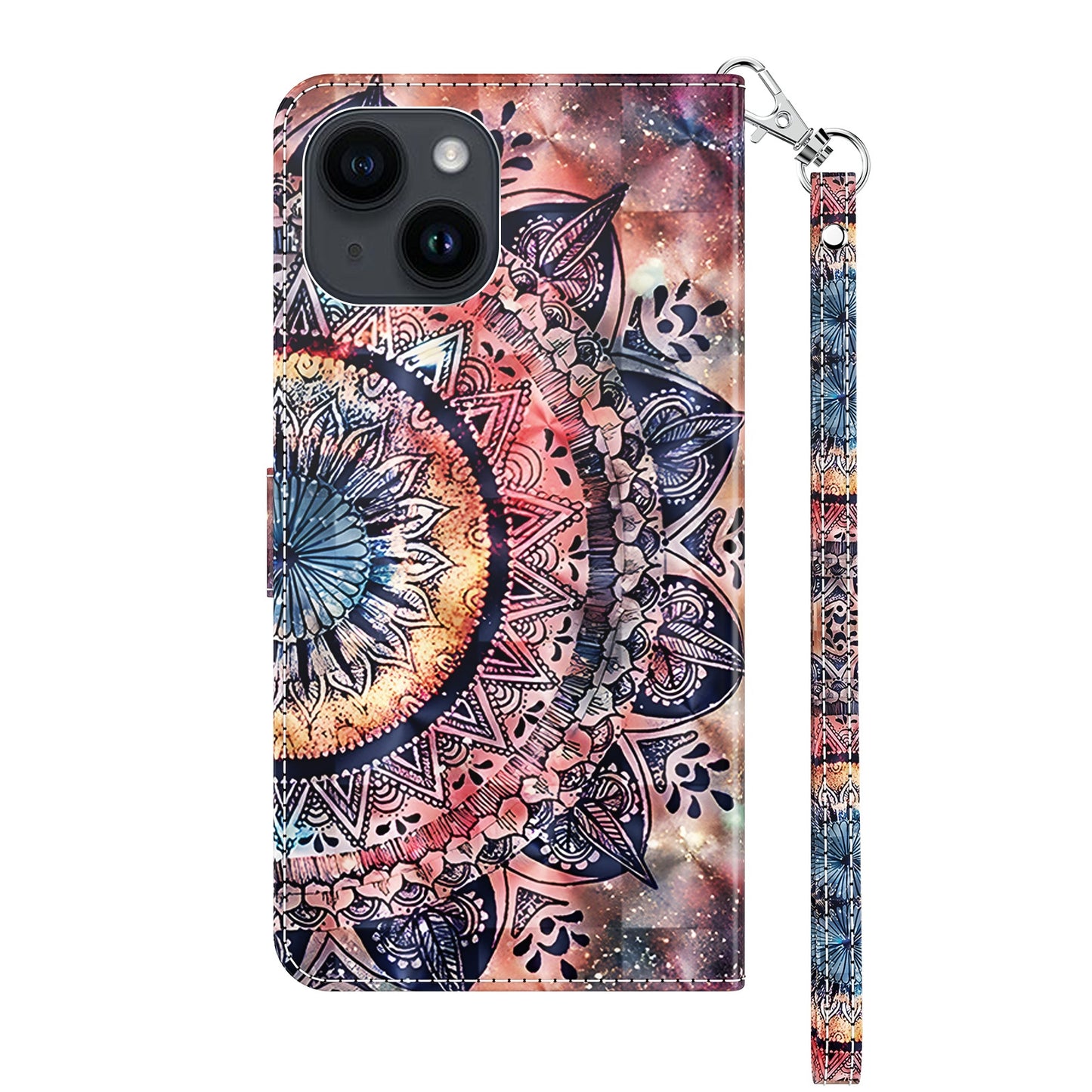 ELECTROPRIME For iPhone 15 3D Painted Leather Phone Case(Colorful Mandala)