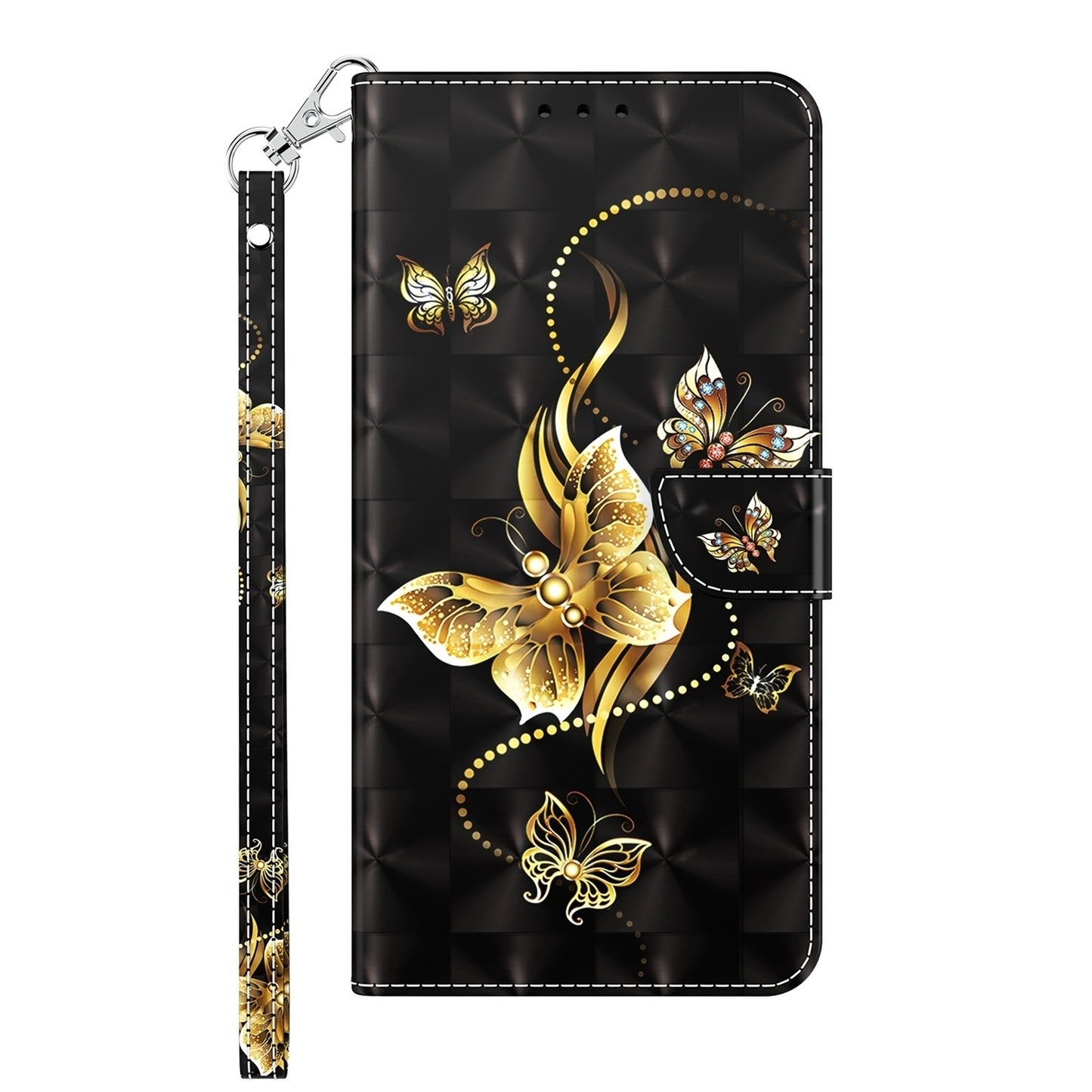 ELECTROPRIME For iPhone 15 3D Painted Leather Phone Case(Golden Swallow Butterfly)