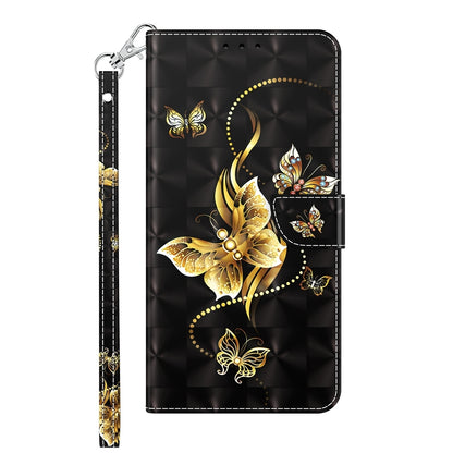 ELECTROPRIME For iPhone 15 3D Painted Leather Phone Case(Golden Swallow Butterfly)