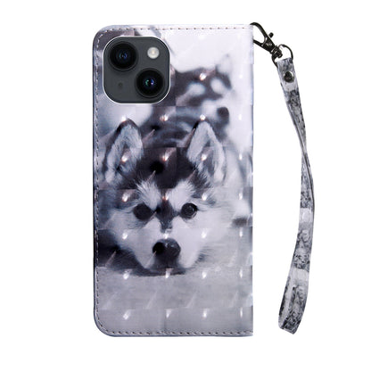 ELECTROPRIME For iPhone 15 3D Painted Leather Phone Case(Husky)