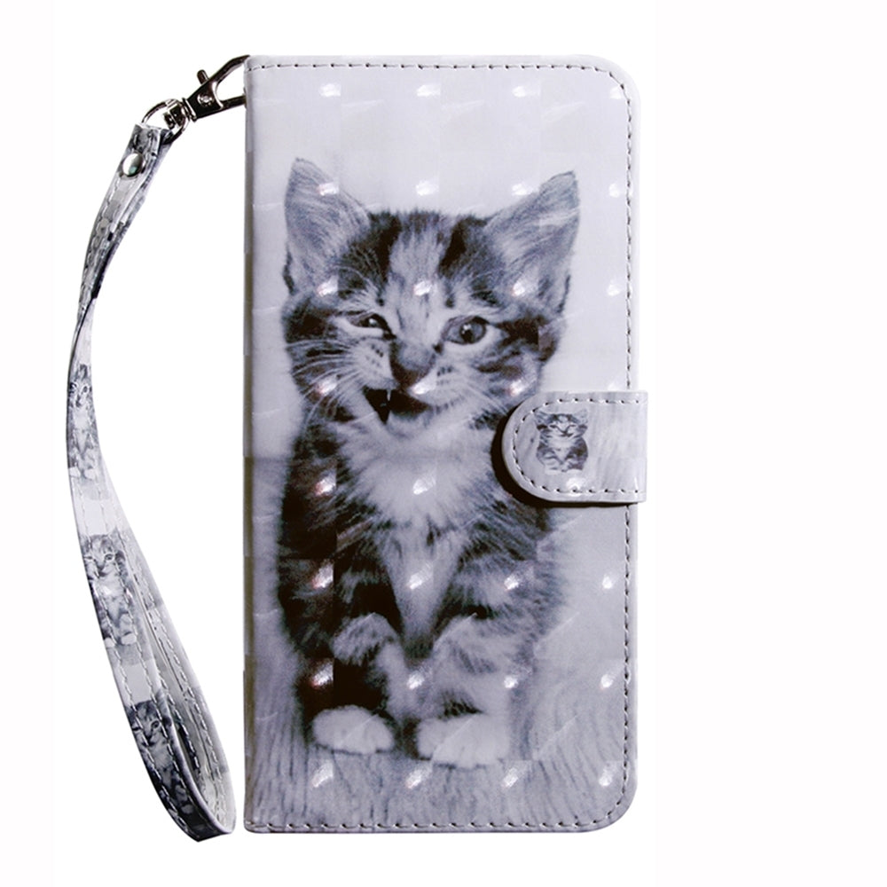 ELECTROPRIME For iPhone 15 3D Painted Leather Phone Case(Smile Cat)