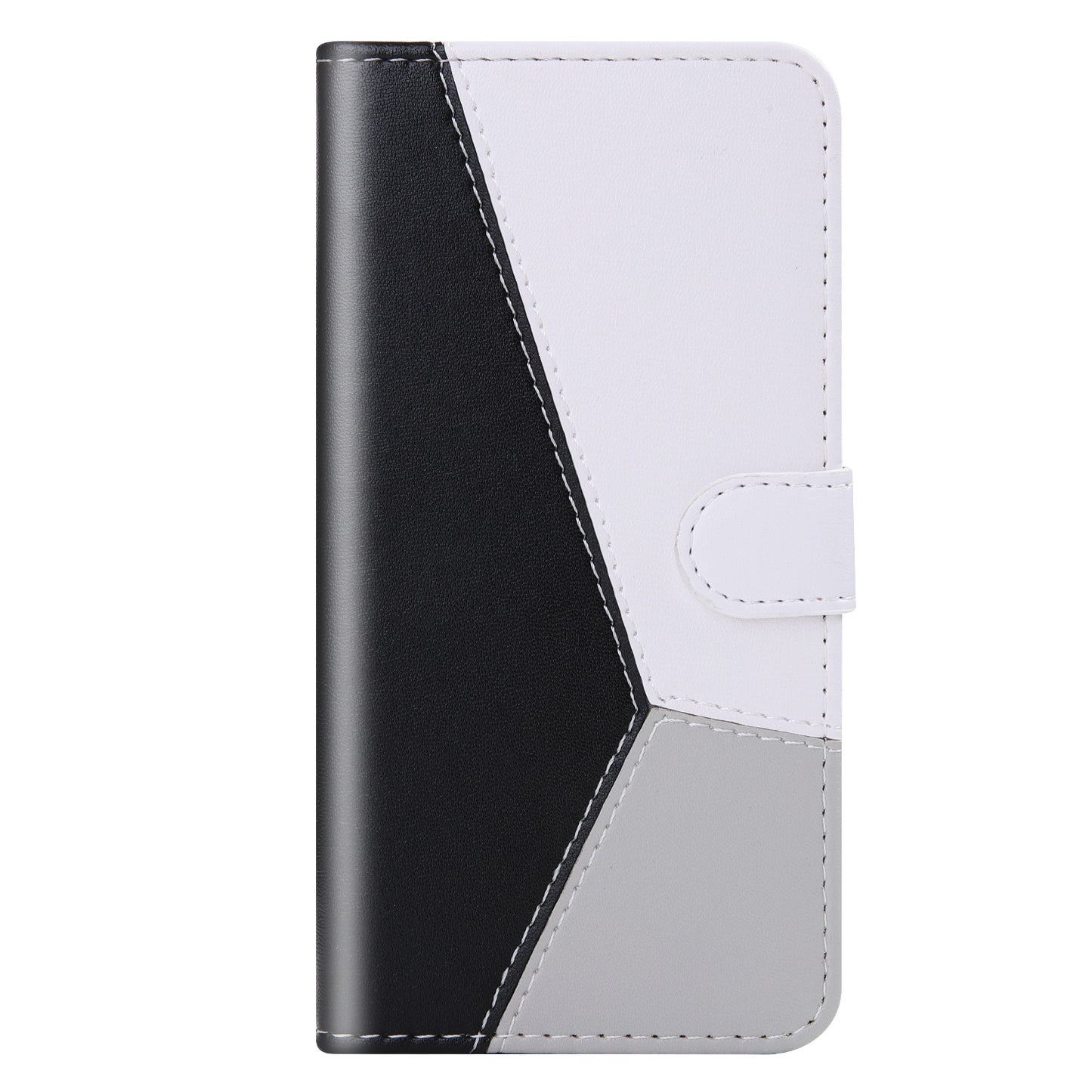 ELECTROPRIME For iPhone 15 Tricolor Stitching Horizontal Flip Leather Phone Case(Black)