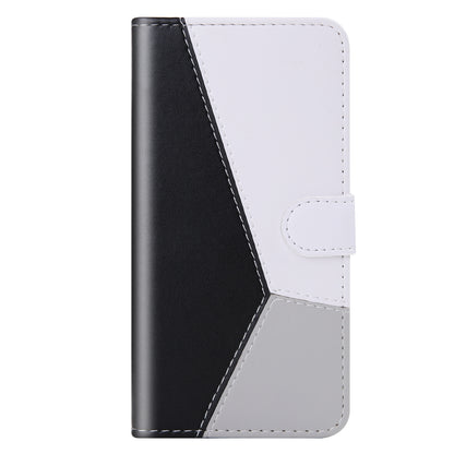 ELECTROPRIME For iPhone 15 Tricolor Stitching Horizontal Flip Leather Phone Case(Black)