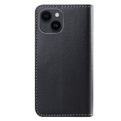 ELECTROPRIME For iPhone 15 Tricolor Stitching Horizontal Flip Leather Phone Case(Black)