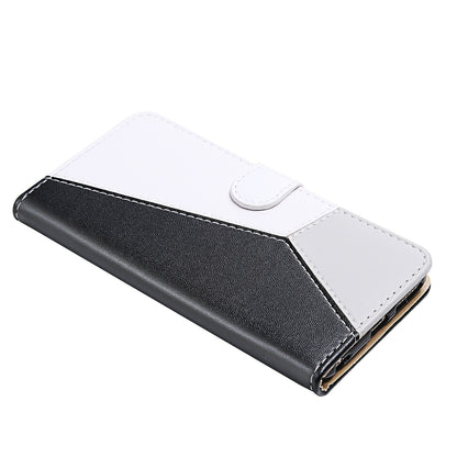 ELECTROPRIME For iPhone 15 Tricolor Stitching Horizontal Flip Leather Phone Case(Black)