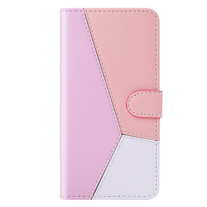 ELECTROPRIME For iPhone 15 Tricolor Stitching Horizontal Flip Leather Phone Case(Pink)