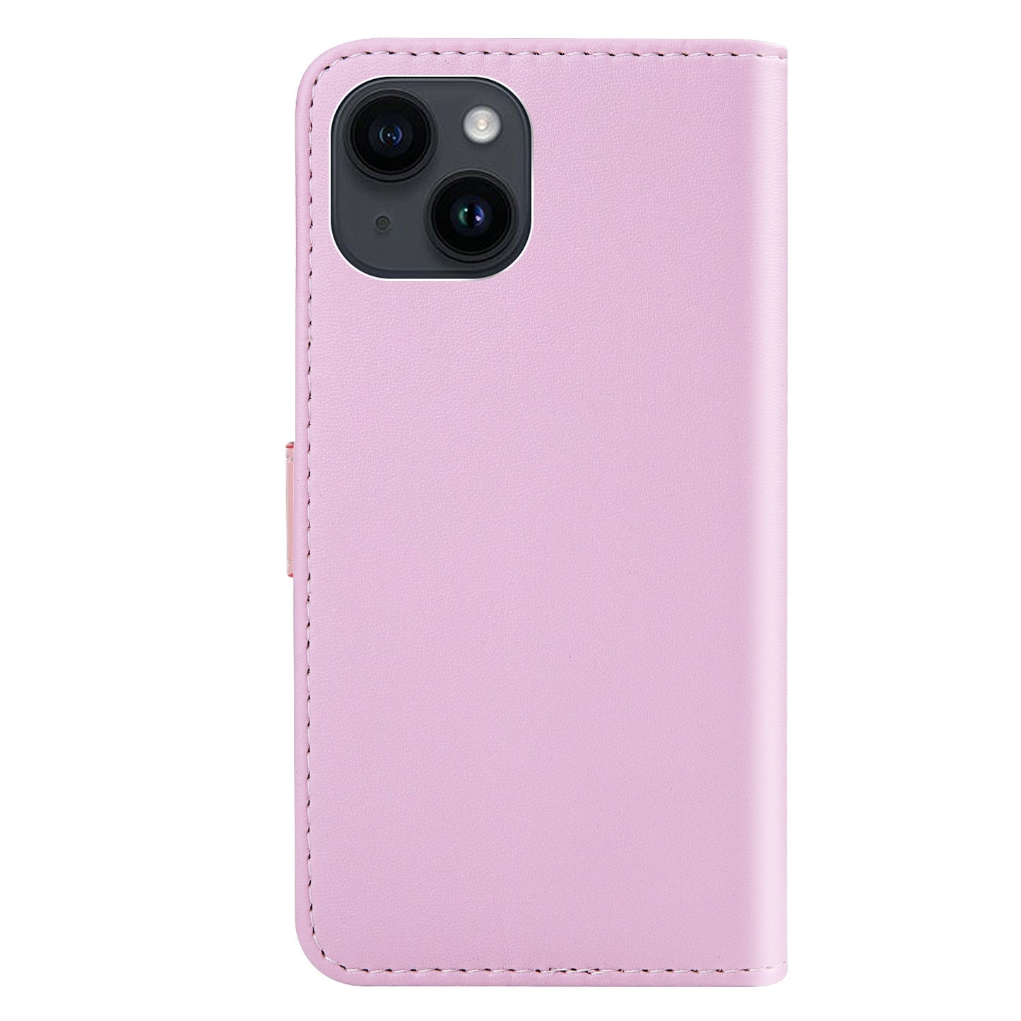 ELECTROPRIME For iPhone 15 Tricolor Stitching Horizontal Flip Leather Phone Case(Pink)