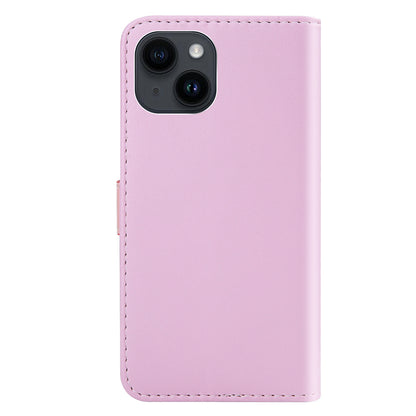 ELECTROPRIME For iPhone 15 Tricolor Stitching Horizontal Flip Leather Phone Case(Pink)